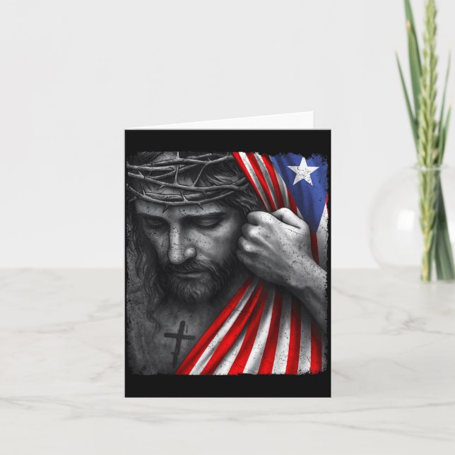 Tarjeta Jesus Faith Cross Crown America Puerto Rico Herita (Anverso)