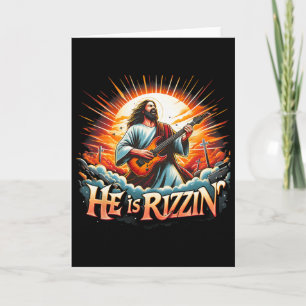 Tarjeta Jesús Guitarrista Está Rizzin Feliz Día de Pascua 