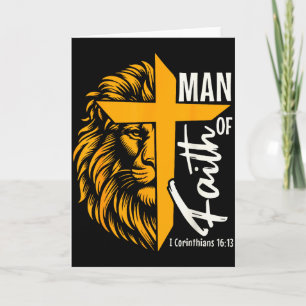Tarjeta Jesús hombre de fe León Cruz I Corintios 16 13