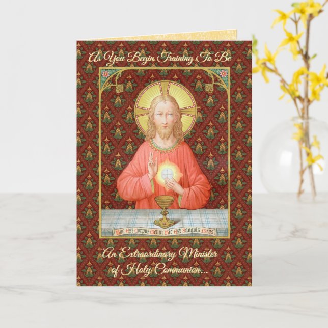 Tarjeta Jesús instituyendo la Eucaristía (SAU45; para los  (flor amarilla)