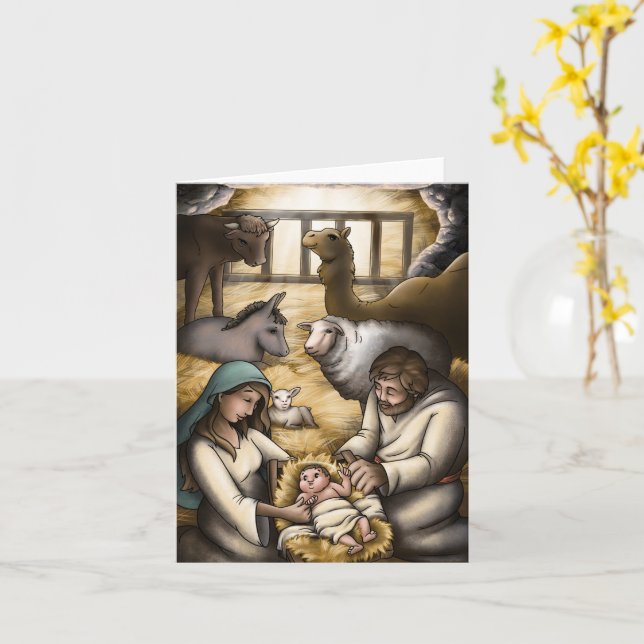 Tarjeta Jesus Is Born  (flor amarilla)