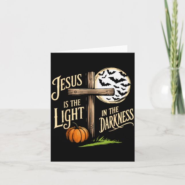 Tarjeta Jesus Is The Light In The Darkness Christian Hallo (Anverso)