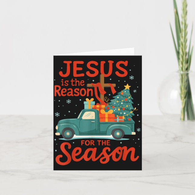 Tarjeta Jesus Is The Reason For The Season Pajamas Kids Ch (Anverso)