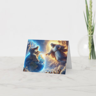 Tarjeta Jesús La mujer tocando la mano de Dios