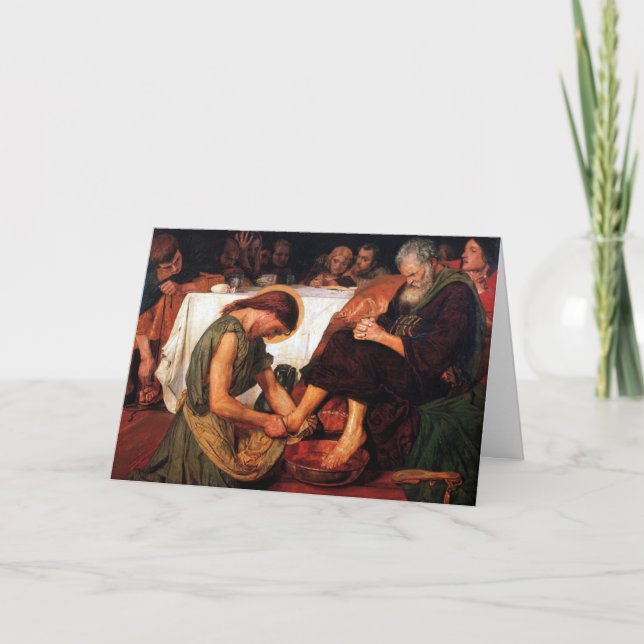 Tarjeta Jesús lavando los pies de Peter (Anverso)