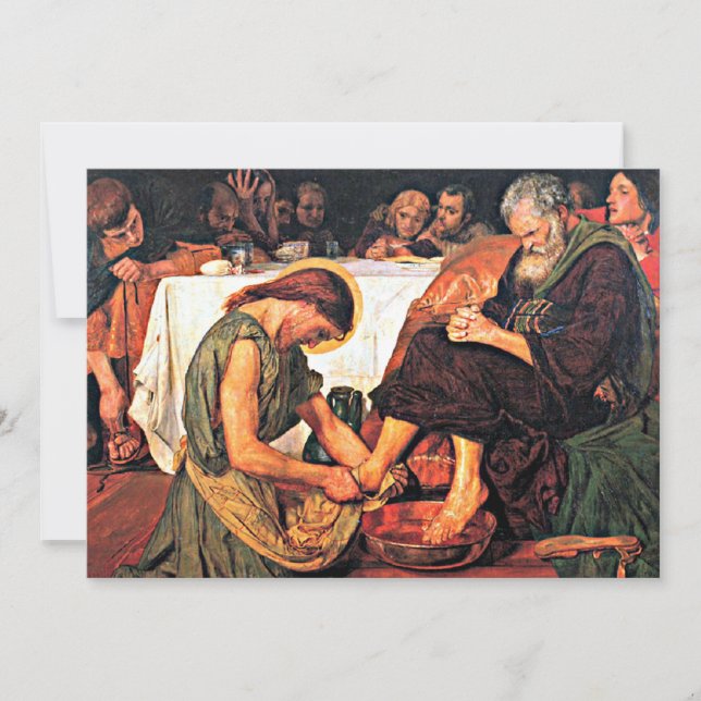 Tarjeta Jesús lavando los pies de Peter (Anverso)