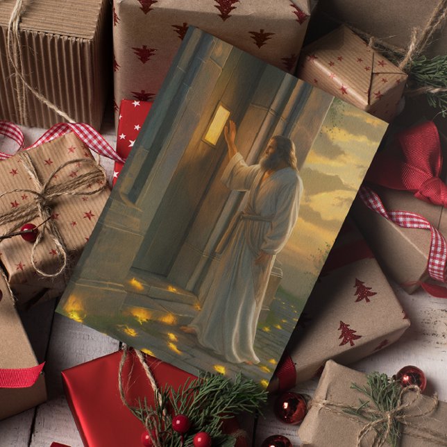 Tarjeta Jesús llamó a una puerta rústica (Subido por el creador)