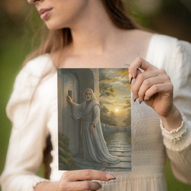 Tarjeta Jesús llamó a una puerta rústica (Subido por el creador)