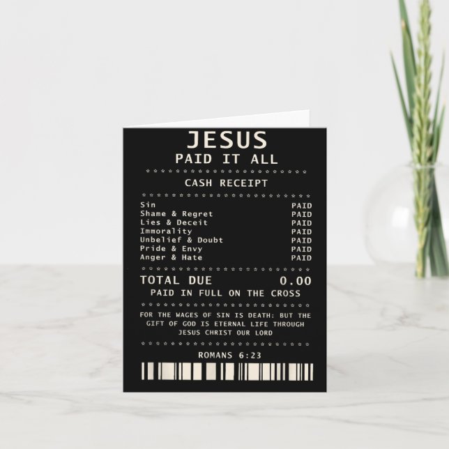 Tarjeta Jesús lo Pagó Todo Versículo Divertido de la Bibli (Anverso)