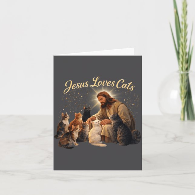 Tarjeta Jesus Loves Cats Christian Cat Lover Jesus Hugs Ca (Anverso)