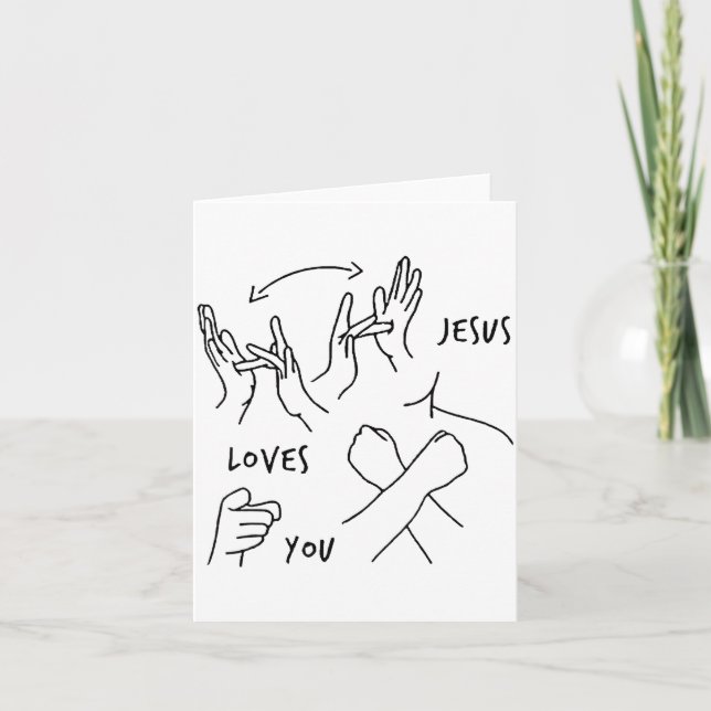 Tarjeta Jesus Loves You Asl Sign Language Christian  (Anverso)