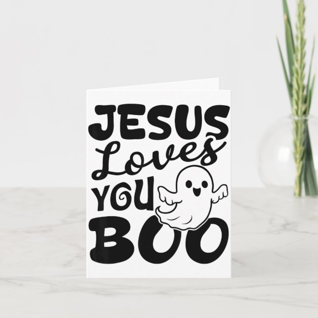 Tarjeta Jesus Loves You Boo Christian Halloween Ghost Funn (Anverso)