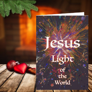 Tarjeta Jesús Luz del Mundo Navidad Cita de la Biblia