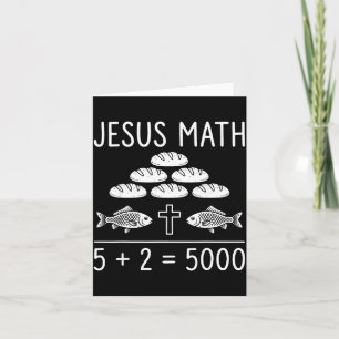 Tarjeta Jesús matemáticas 2 peces 5 panes alimenta a los 5
