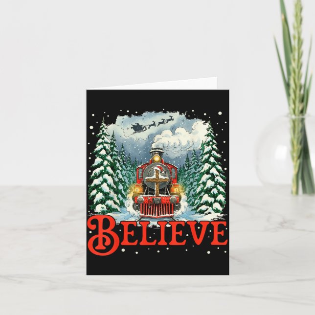 Tarjeta Jesus Merry Xmas Faith Train To North Le Santa Sle (Anverso)