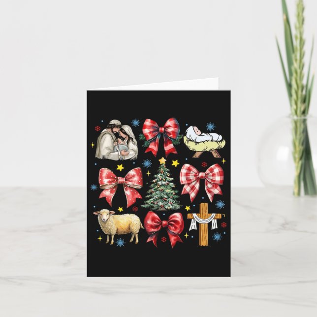 Tarjeta Jesús Navidades de nacimiento Coquette Bow Nativit (Anverso)