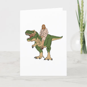 Tarjeta Jesús que monta T-Rex