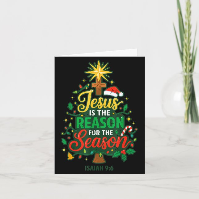 Tarjeta Jesus Reason Season Christian Christmas Family Pjs (Anverso)