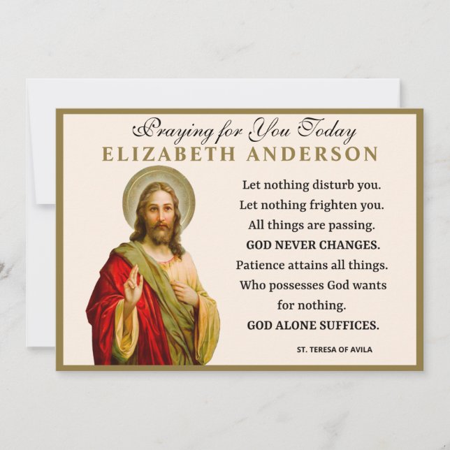 Tarjeta Jesús Religioso Santa Teresa de la Oración Ávila (Anverso)