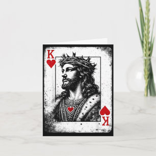 Tarjeta Jesús rey de corazones juego de cartas retro relig