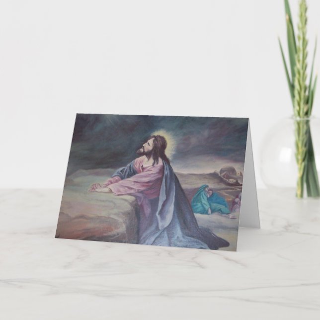 Tarjeta Jesús rezando en Gethsemane (Anverso)