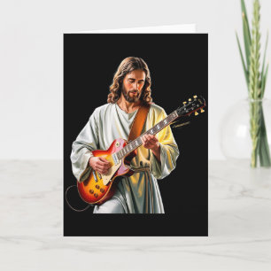 Tarjeta Jesús roca con guitarra - Divertida iglesia cristi