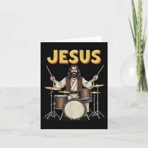 Tarjeta Jesús Rockea Música Funny Diseño de Drummer Cristi