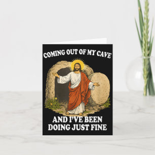 Tarjeta Jesús saliendo de la cueva Fe cristiana de moda