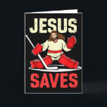Tarjeta Jesús salva a portero de hockey sobre hielo jugado<br><div class="desc">Jesús salva a portero de hockey sobre hielo jugador cristiano camiseta divertida</div>