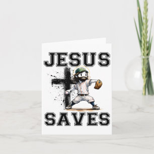 Tarjeta Jesús salva béisbol religioso fe cristiana Cro