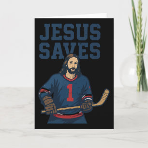 Tarjeta Jesús salva humor de portero de hockey cristiano R
