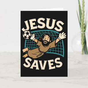 Tarjeta Jesús salva I Fe cristiana I Jesús fútbol gol
