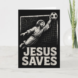 Tarjeta Jesús salva - Portero de fútbol inspiración cristi