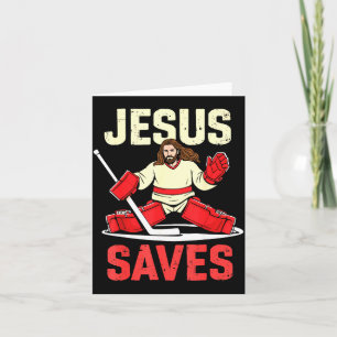 Tarjeta Jesús salva portero de hockey sobre hielo cristian