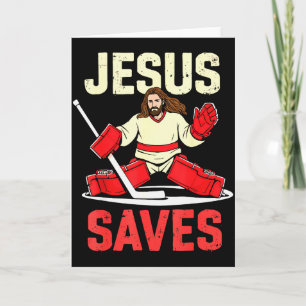 Tarjeta Jesús salva portero de hockey sobre hielo jugador 