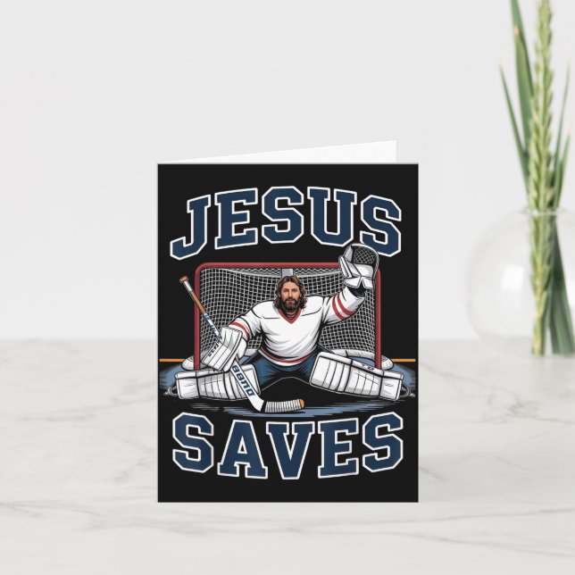Tarjeta Jesus Saves Hockey Player Team God Hockey Lovers H (Anverso)