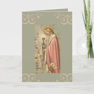 Tarjeta Jesús sosteniendo el Cáliz Primera Comunión