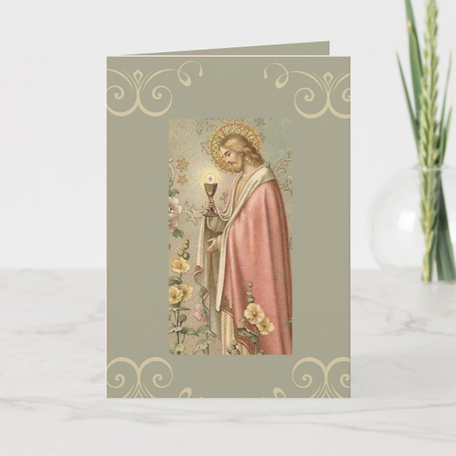 Tarjeta Jesús sosteniendo el Cáliz Primera Comunión (Anverso)