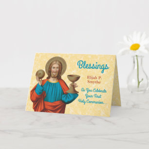 Tarjeta Jesús sosteniendo la Eucaristía (SNV 050)