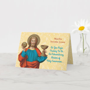 Tarjeta Jesús sosteniendo la Eucaristía (SNV 050)