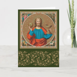 Tarjeta Jesús sosteniendo la Eucaristía (SNV 050)