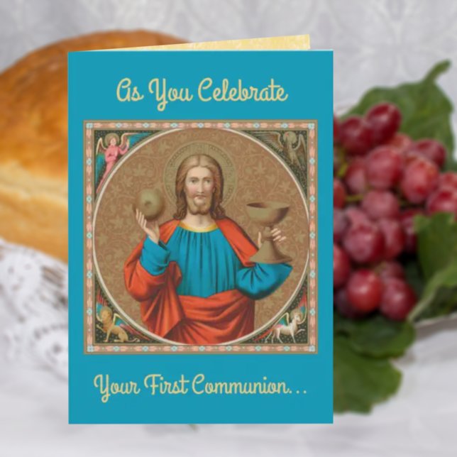 Tarjeta Jesús sujetando la Eucaristía (SNV 050) (Subido por el creador)