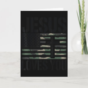 Tarjeta Jesús Te Ama Camo Cristiano 4 De Julio Hombres Muj