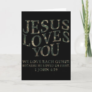 Tarjeta Jesús Te Ama Camuflaje Cristiano Jóvenes Hombres D