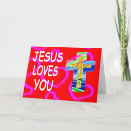 Tarjeta Jesús Te Ama Con La Cruz Cristiana
