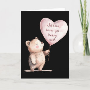 Tarjeta Jesús te ama mucho Cute Kids cristianos adorables
