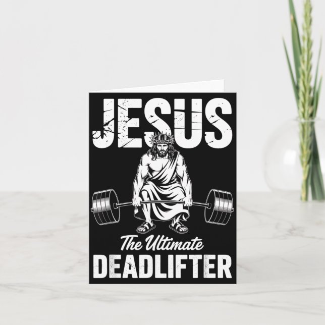Tarjeta Jesus The Deadlifter Funny Christian Gym Pun  (Anverso)