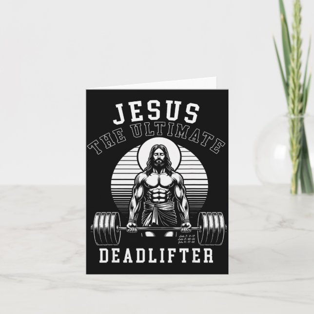 Tarjeta Jesus The Deadlifter - Jesus Deadlifting Christian (Anverso)
