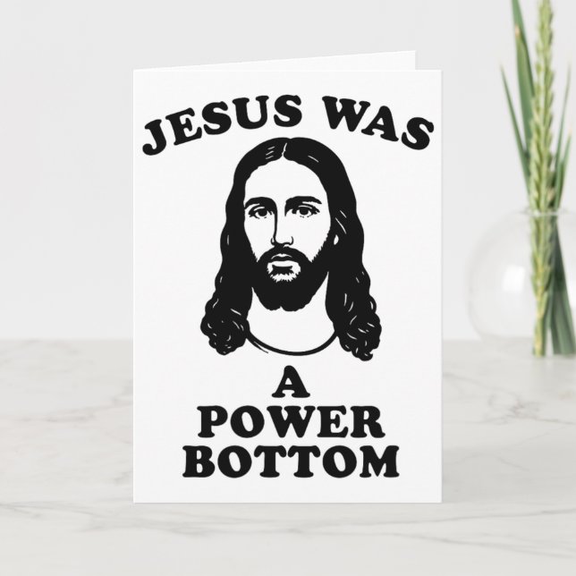 Tarjeta Jesus Was A Power Bottom Funny Pride Christmas Gag (Anverso)