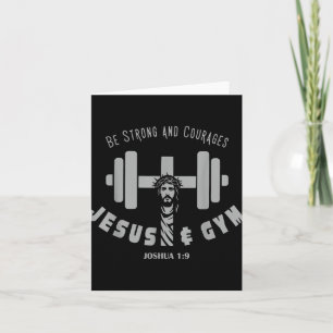 Tarjeta Jesús y gimnasio cristiano entrenamiento levantami